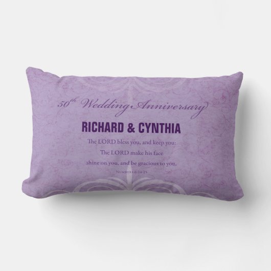 Coussin Rectangle Noms personnalisés, 50e anniversaire du Mariage à (Recto)