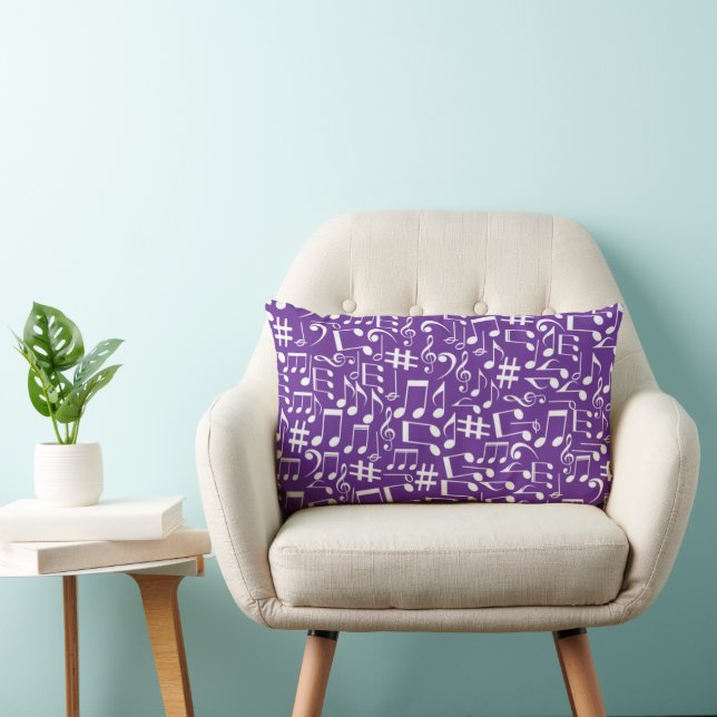 Coussin Rectangle Notes de musique blanches dansantes Amateurs de mu (Chaise)