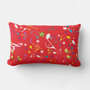 Coussin Rectangle Notes de musique colorée sur RED