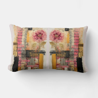 Coussin Rectangle Notes de musique et de fleurs roses