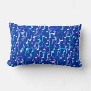 Coussin Rectangle Notes de musique imprimées - bleu indigo, multicol