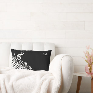 Coussin Rectangle Notes musicales et touches de piano personnalisées