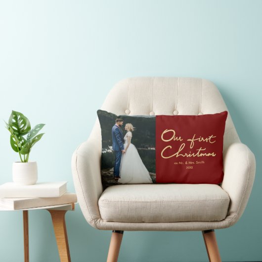 Coussin Rectangle Notre premier Noël en tant que M. & Mme |Nouvelle  (Chaise)