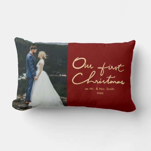 Coussin Rectangle Notre premier Noël en tant que M. & Mme |Nouvelle (Recto)