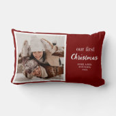 Coussin Rectangle Notre Premier Noël Nouveaux Mariés Photo Script Ro (Verso)