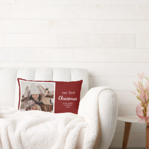 Coussin Rectangle Notre Premier Noël Nouveaux Mariés Photo Script Ro