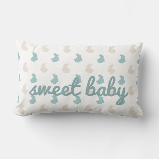 Coussin Rectangle Nourriture bébé, Lapin Neutre Doux (Recto)