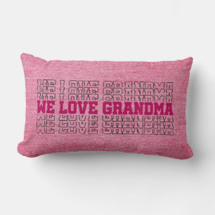 Coussin Rectangle Nous aimons grand-mère - Rose sur Denim rose Look