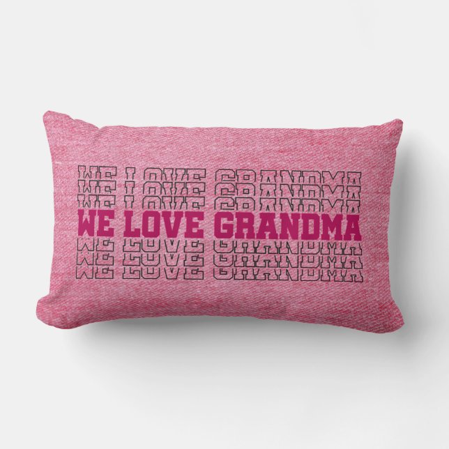 Coussin Rectangle Nous aimons grand-mère - Rose sur Denim rose Look (Recto)