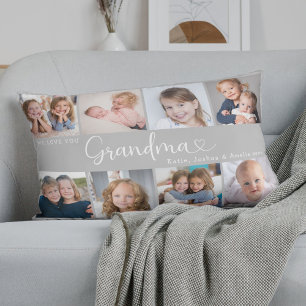 Coussin Rectangle Nous vous aimons Grand-mère Photo Collage Cœur Scr