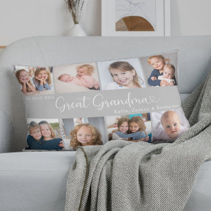 Coussin Rectangle Nous vous aimons Grande Mère Photo Collage Cœur