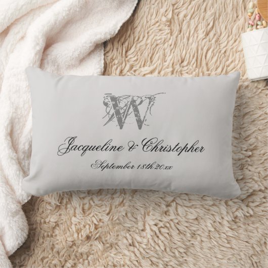 Coussin Rectangle Nouveau Cadeau Monogramme Nom Chic Script Keepsaké (Couverture)