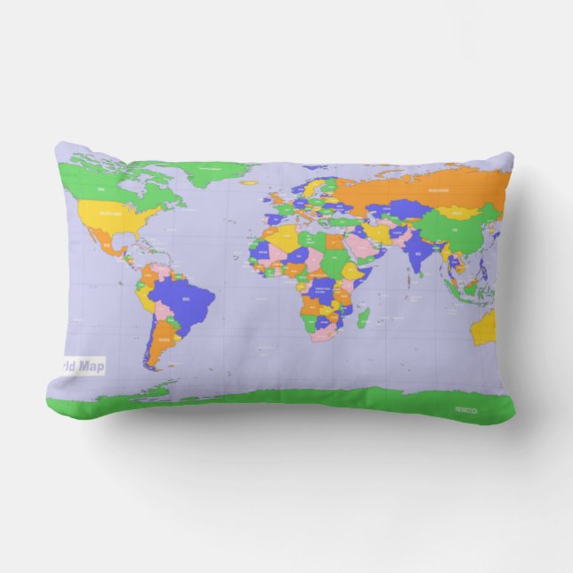 Coussin Rectangle Nouvelle carte du monde (Recto)