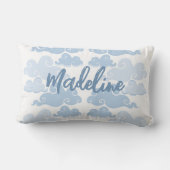 Coussin Rectangle Nuage en Chinoiserie Bleu Ardoise (Verso)