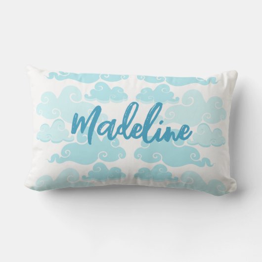 Coussin Rectangle Nuage Nom de Chine Bleu Aqua (Verso)