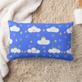 Coussin Rectangle Nuages de dessin animé mignons avec des émotions (Couverture)