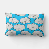 Coussin Rectangle Nuages souriants mignons sur un fond bleu vif (Verso)