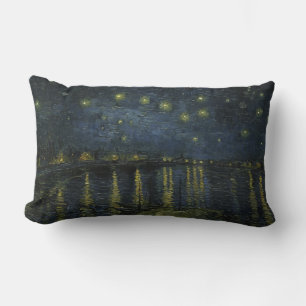 Coussin Rectangle Nuit étoilée sur le Rhône, peinture à l'huile Van 