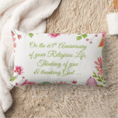 Coussin Rectangle Nun Religious 65e Anniversaire Fleurs aquarelles (Couverture)