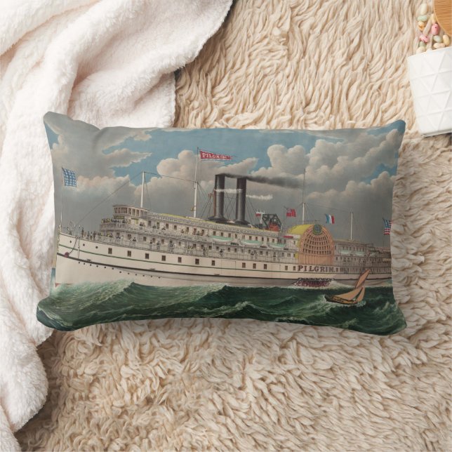 Coussin Rectangle NY Voyage Grand Paddlewheel Bateau à vapeur Le Pèl (Couverture)