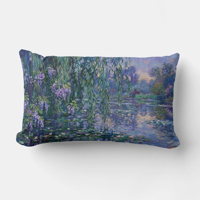 Coussin Rectangle Nymphéas impressionnistes et saule pleureur (Recto)