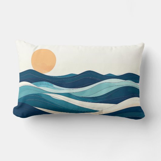 Coussin Rectangle Ocean Waves Mug Minimalist Coastal Line Art pillow (Recto)