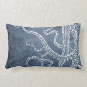 Coussin Rectangle Octopus - Bleu Twilight - Aquarelle Denim