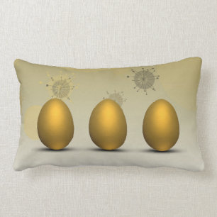 Coussin Rectangle Oeufs de pâques d'or modernes