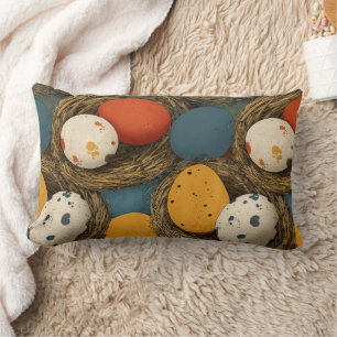 Coussin Rectangle Œufs de poule tachetés colorés de fermier