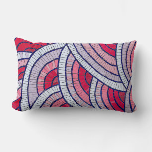Coussin Rectangle OEuvre abstraite rouge, blanche, noire et rose
