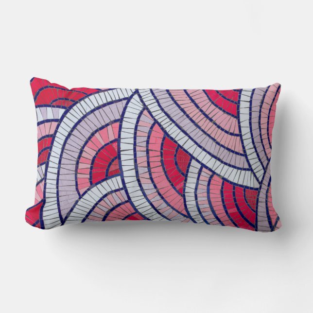Coussin Rectangle OEuvre abstraite rouge, blanche, noire et rose (Recto)