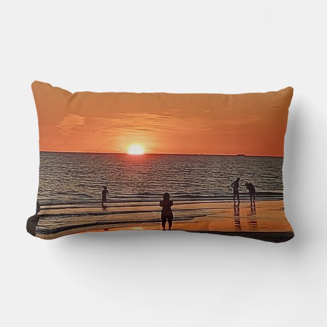 Coussin Rectangle Œuvre d'art murale de plage au coucher du soleil D (Recto)