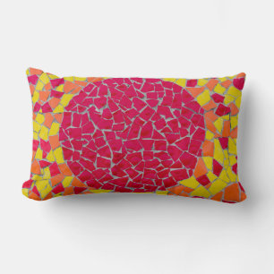 Coussin Rectangle OEuvre rouge, orange et jaune