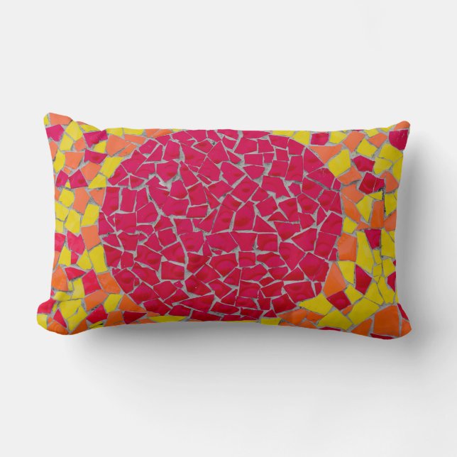 Coussin Rectangle OEuvre rouge, orange et jaune (Recto)