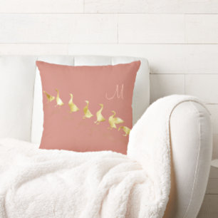 Coussin Rectangle Oie d'or mignon Rosy Rose