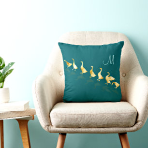 Coussin Rectangle Oie Turquoise d'or mignonne personnalisée