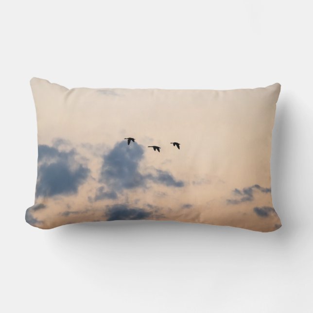 Coussin Rectangle Oies et coucher de soleil doux (Recto)