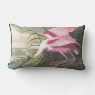 Coussin Rectangle Oiseau à bec jaune vert rose double face