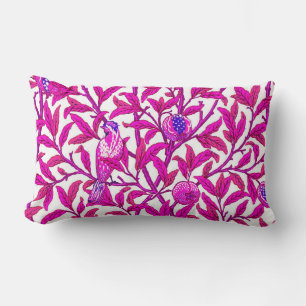 Coussin Rectangle Oiseau et grenade Art Nouveau, rose Fuchsia