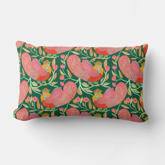 Coussin Rectangle Oiseau floral Whimsical Jetez l'oreiller Jetez l'o (Recto)