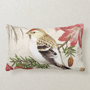 Coussin Rectangle oiseau français vintage moderne d'hiver