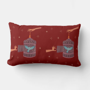 Coussin Rectangle Oiseau libre Cage à oiseaux Art folklorique Main