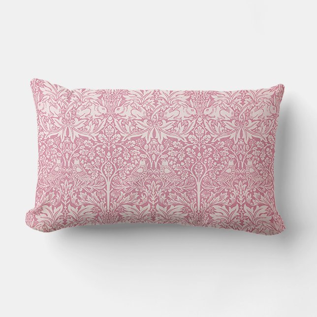 Coussin Rectangle Oiseau rose boisé Rabbit William Morris Motif (Recto)