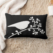 Coussin Rectangle Oiseau unique et baies blanc {choisissez votre cou (Couverture)