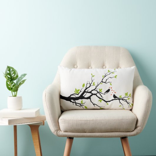 Coussin Rectangle Oiseaux affectueux sur la branche (Chaise)
