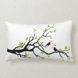 Coussin Rectangle Oiseaux affectueux sur la branche