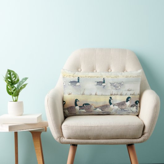 Coussin Rectangle Oiseaux Aquarelle Plage Oies Peinture Lumbar Couss (Chaise)