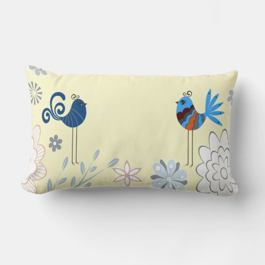 Coussin Rectangle Oiseaux bleus décoratifs modernes (Recto)