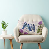 Coussin Rectangle Oiseaux bleus vintage, fleurs violettes, musique l (Chaise)