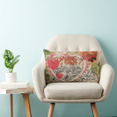 Coussin Rectangle Oiseaux de l'amour Cœur Rouge Collage d'art (Chaise)
